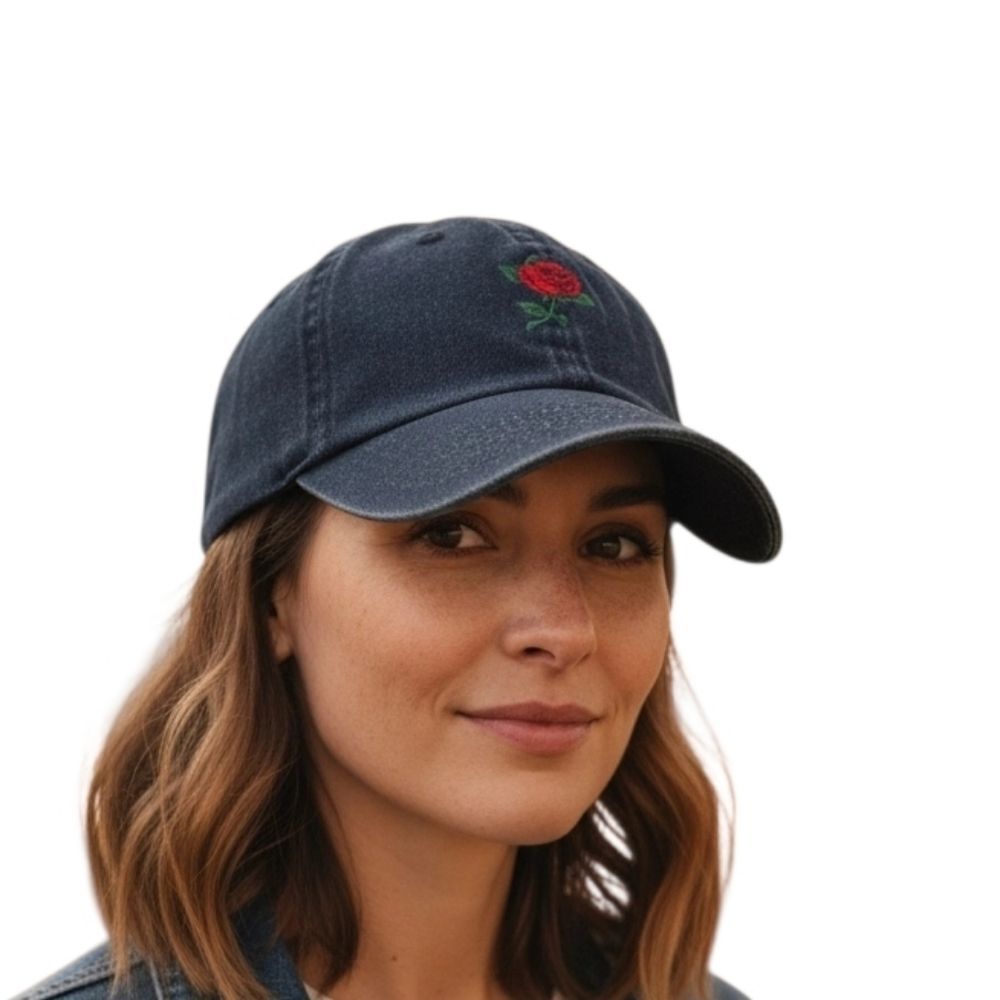 KBETHOS Blue Denim Rose Fashion Cap